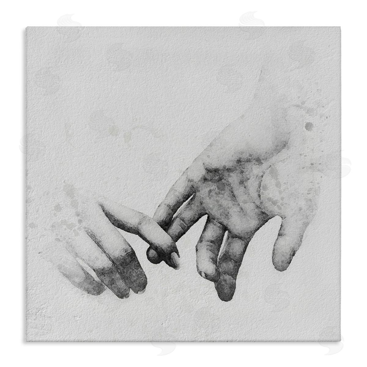 Ros Ruseva Holding Hands Drawing Stretched Canvas Wall Art Print