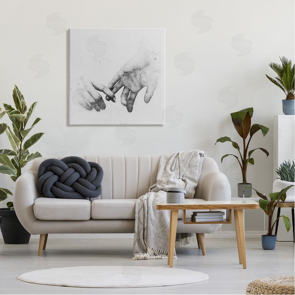 Ros Ruseva Holding Hands Drawing Canvas Wall Art in Room