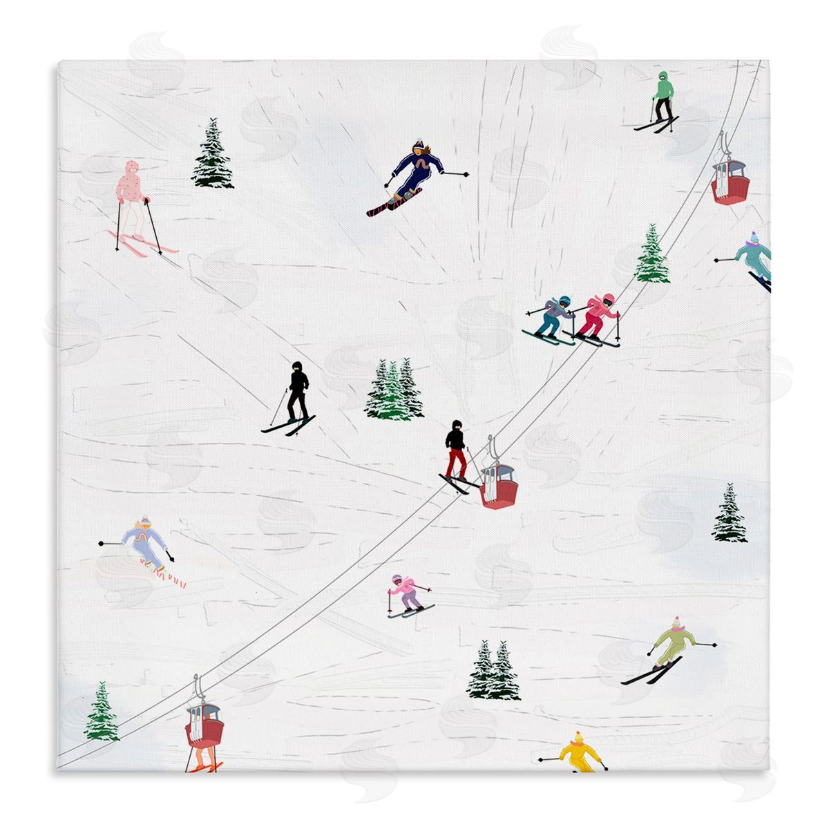 Ashley Singleton People on Ski Slopes Stretched Canvas Wall Art Print