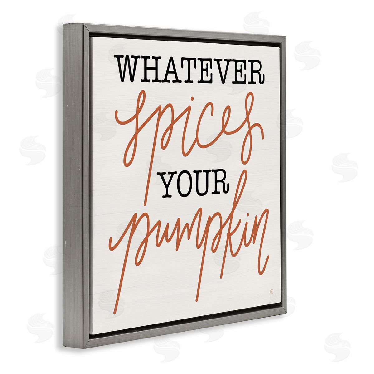 Fearfully Made Creations Whatever Spices Your Pumpkin Gray Floating Frame Canvas Wall Art Print