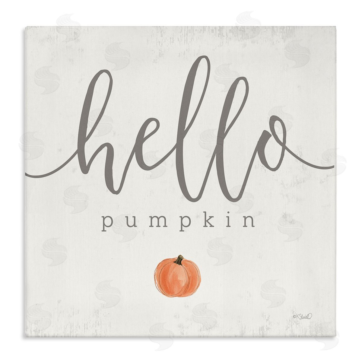Kate Sherrill Hello Pumpkin Fall Greeting Stretched Canvas Wall Art Print