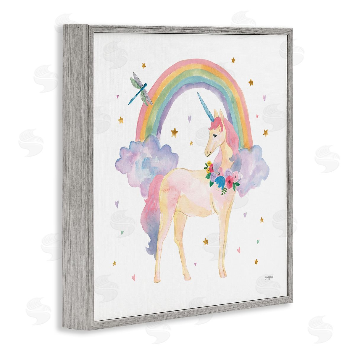 Jenaya Jackson Magical Friends Unicorn Gray Framed Glicee Wall Art Print