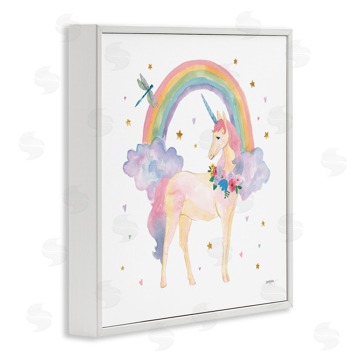 Jenaya Jackson Magical Friends Unicorn White Framed Glicee Wall Art Print