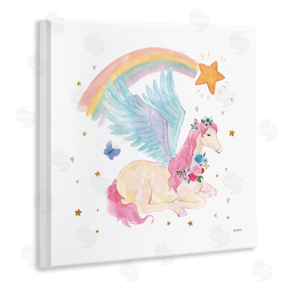 Jenaya Jackson Pegasus & Butterfly Rainbow Wooden Wall Plaque Art Print