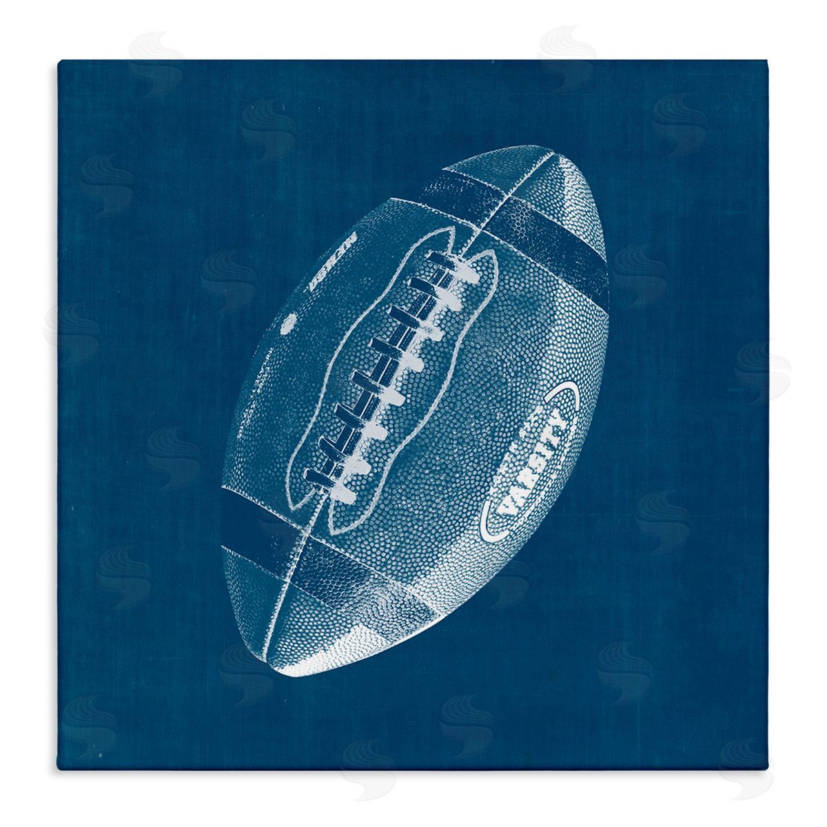 Wild Apple Portfolio Blue Football Blueprint Stretched Canvas Wall Art Print