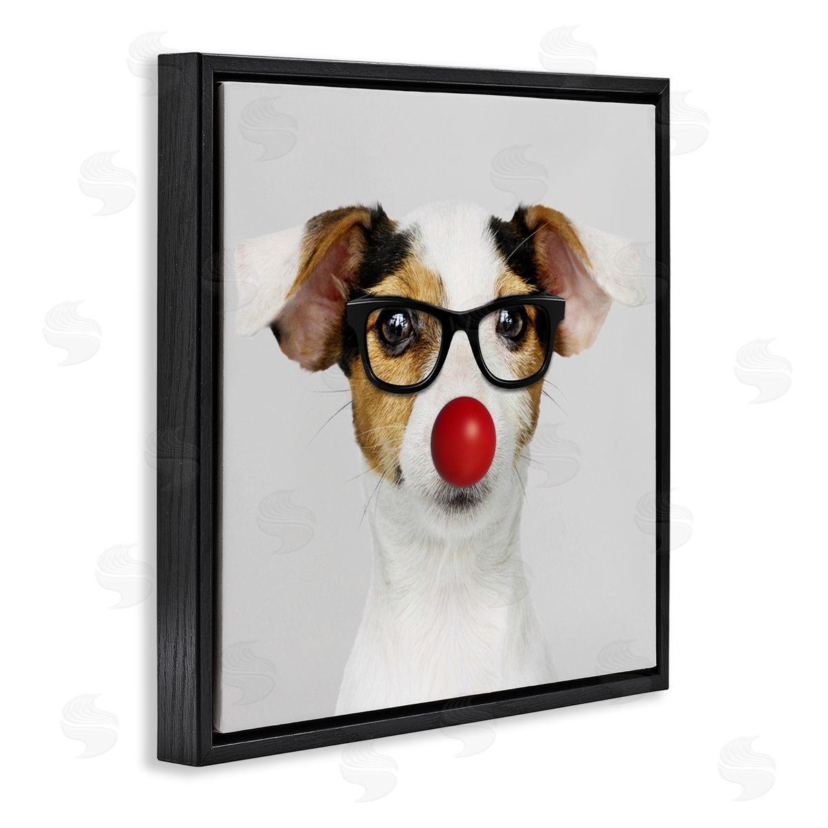 Karen Smith Dog with Funny Disguise Black Floating Frame Canvas Wall Art Print