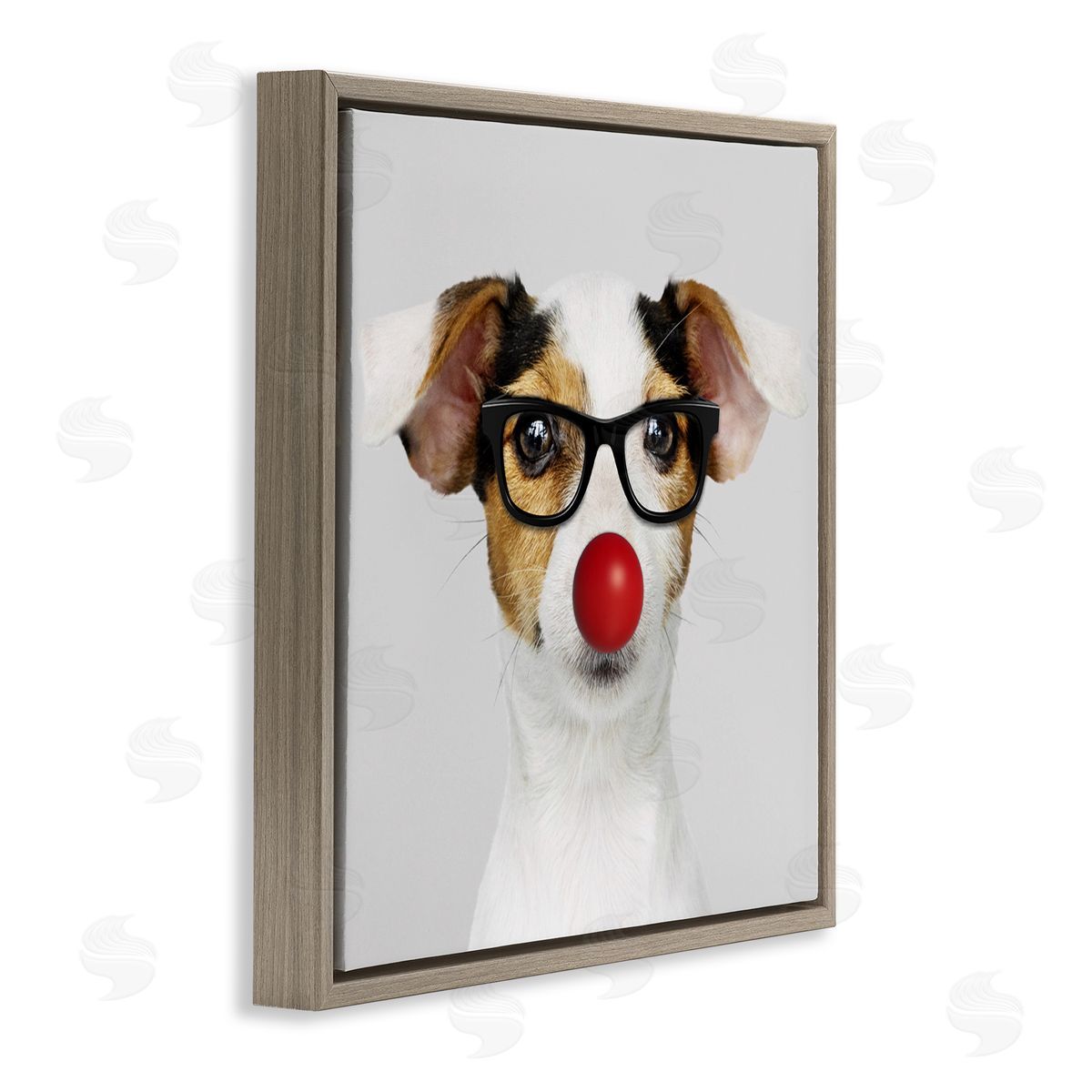 Karen Smith Dog with Funny Disguise Brown Floating Frame Canvas Wall Art Print