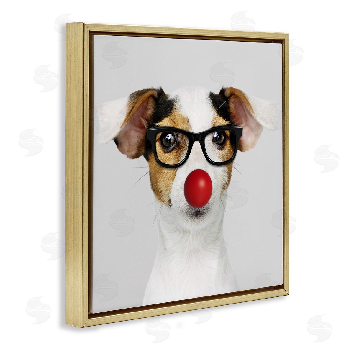 Karen Smith Dog with Funny Disguise Gold Floating Frame Canvas Wall Art Print