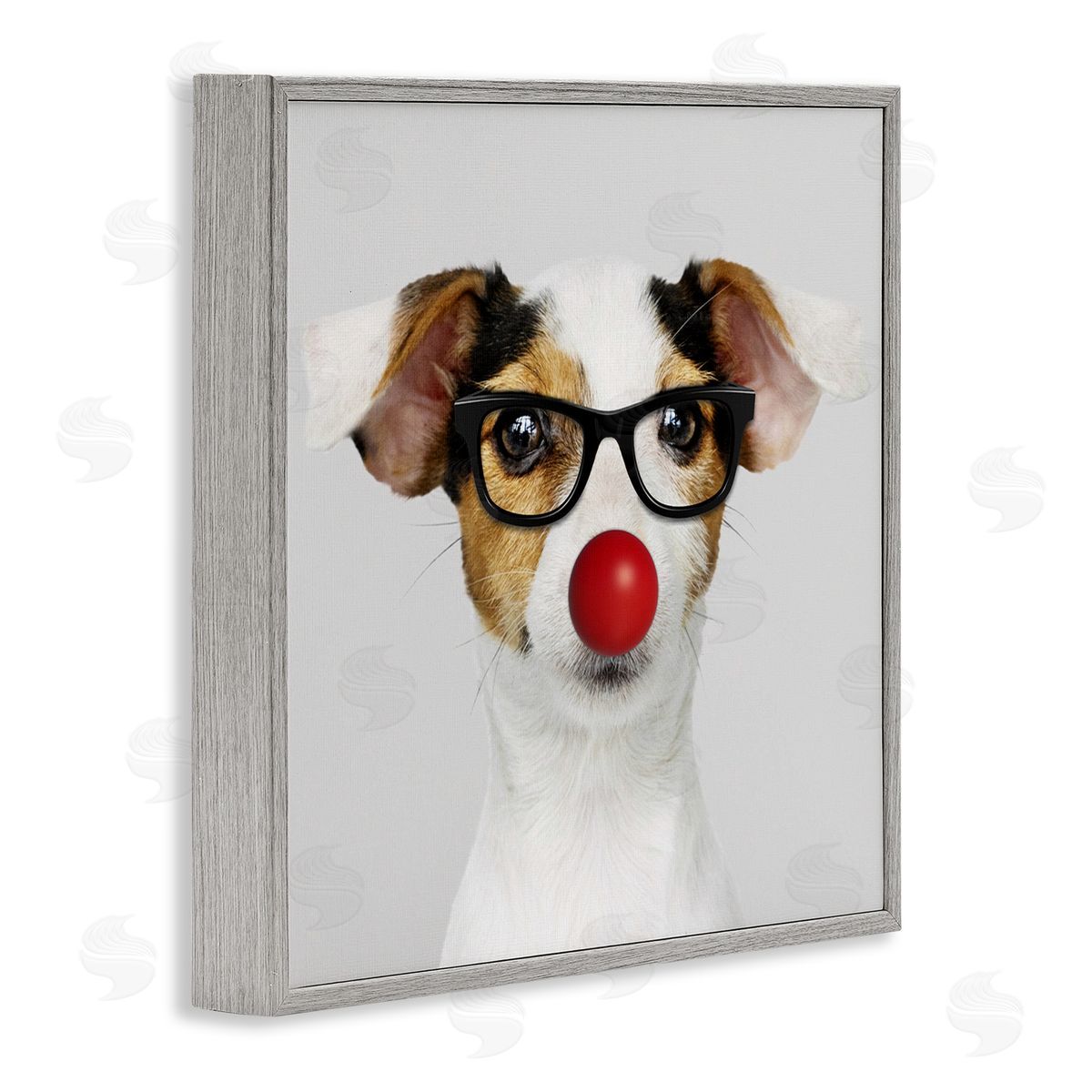 Karen Smith Dog with Funny Disguise Gray Framed Glicee Wall Art Print