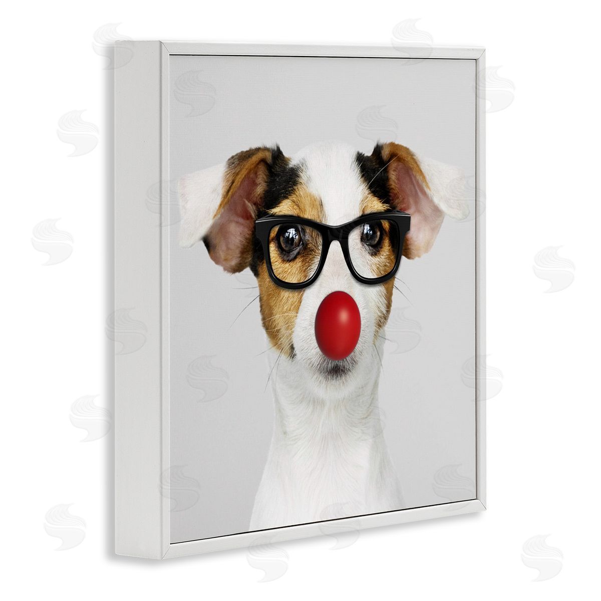 Karen Smith Dog with Funny Disguise White Framed Glicee Wall Art Print