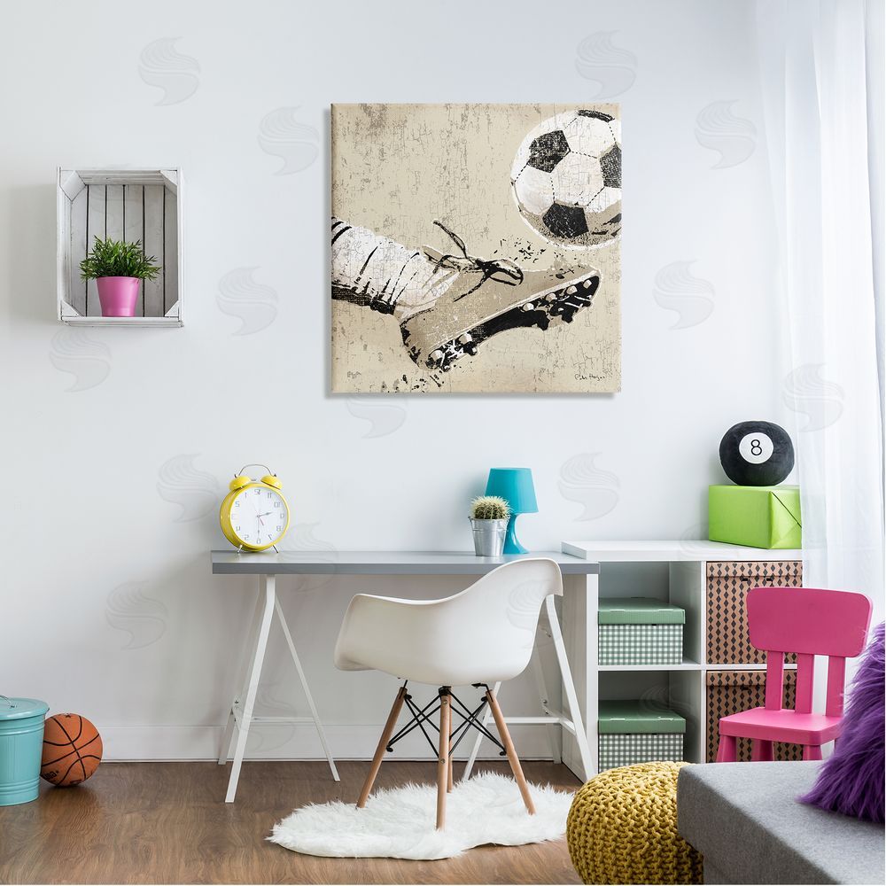 Peter Horjus Kicking Soccer Ball Canvas Wall Art in Room