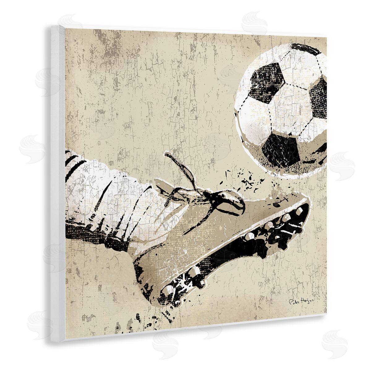 Peter Horjus Kicking Soccer Ball Wooden Wall Plaque Art Print