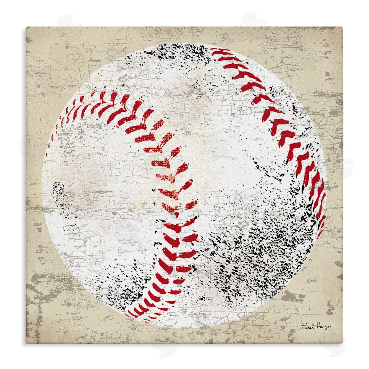 Peter Horjus Rustic Baseball Sports Stretched Canvas Wall Art Print