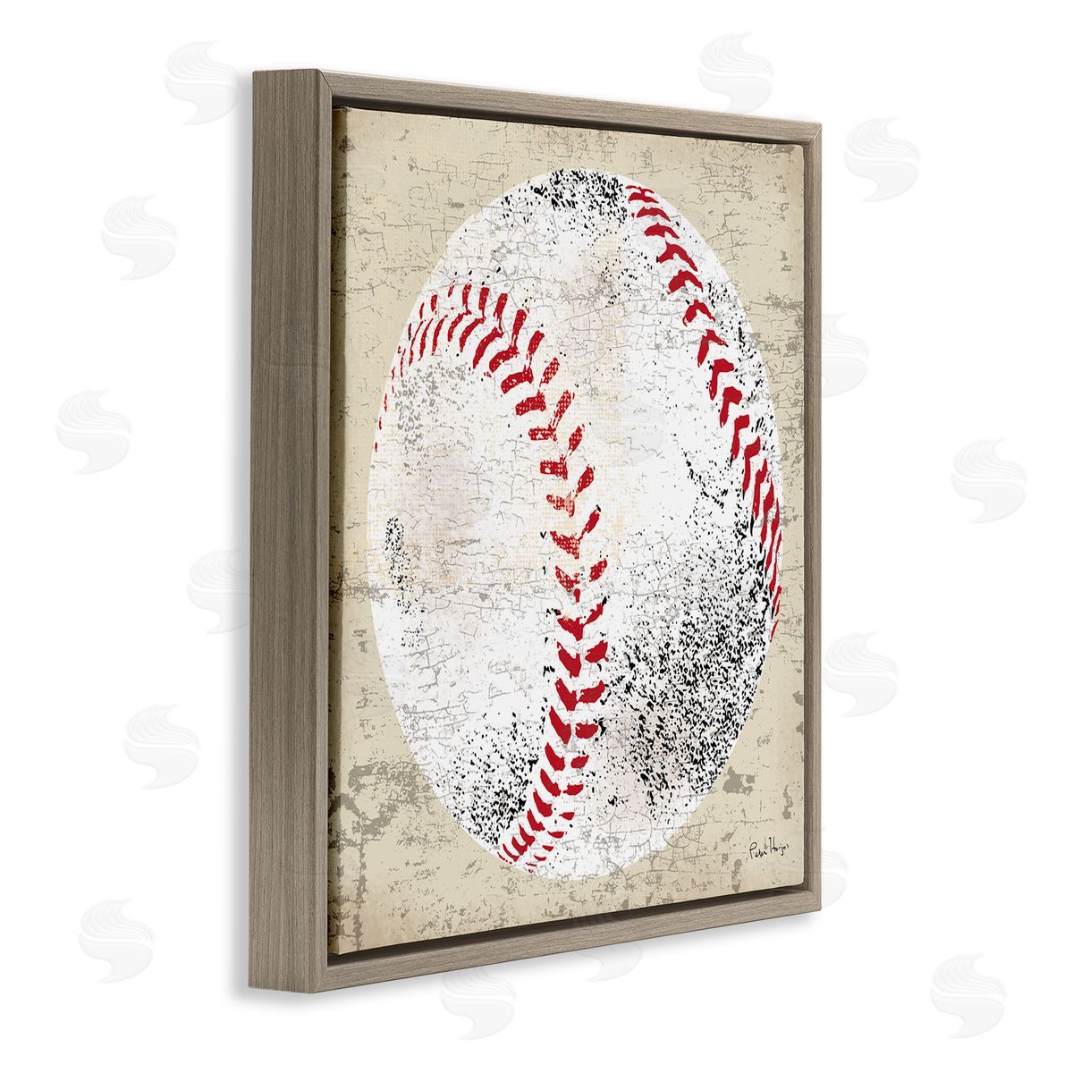 Peter Horjus Rustic Baseball Sports Brown Floating Frame Canvas Wall Art Print
