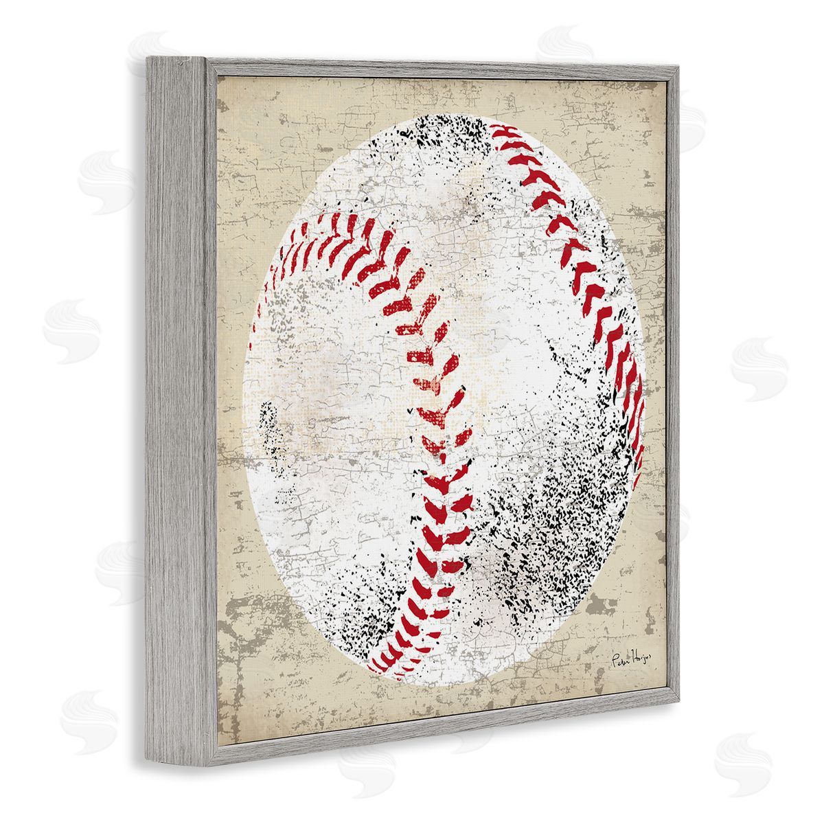 Peter Horjus Rustic Baseball Sports Gray Framed Glicee Wall Art Print