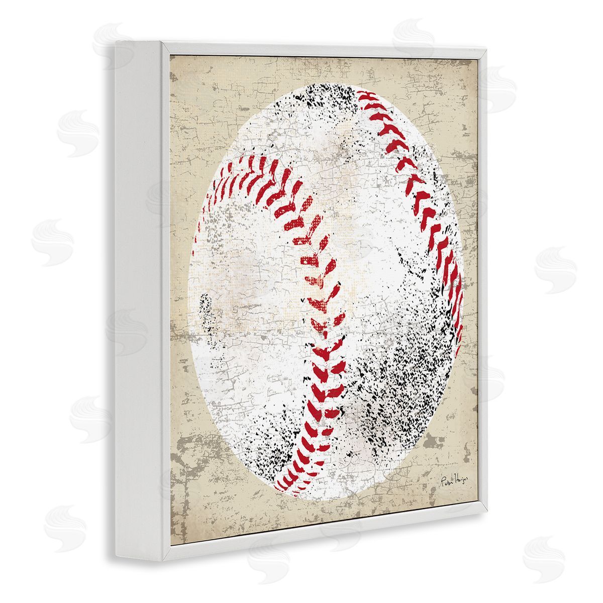 Peter Horjus Rustic Baseball Sports White Framed Glicee Wall Art Print