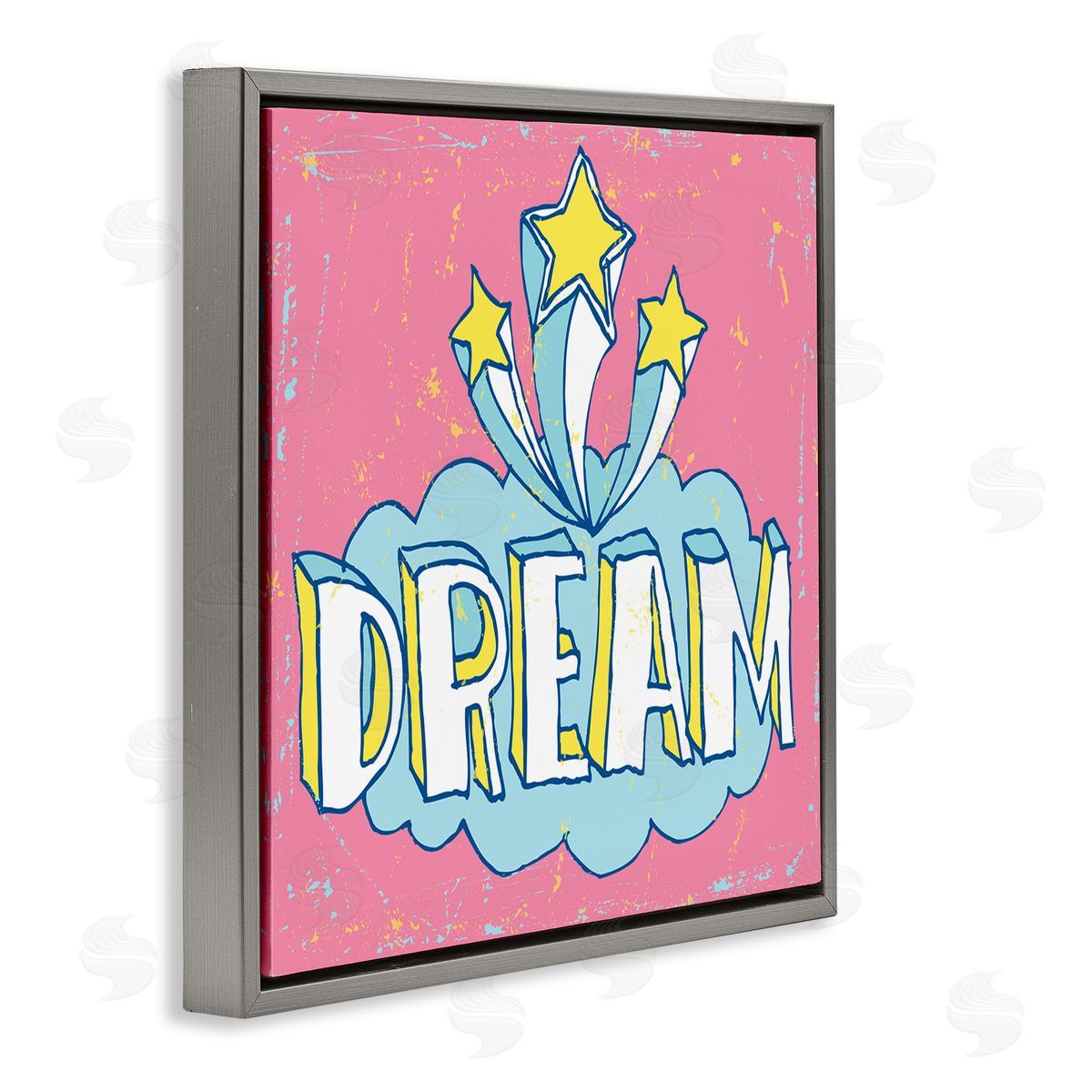 Peter Horjus Pink Dream Shooting Stars Gray Floating Frame Canvas Wall Art Print