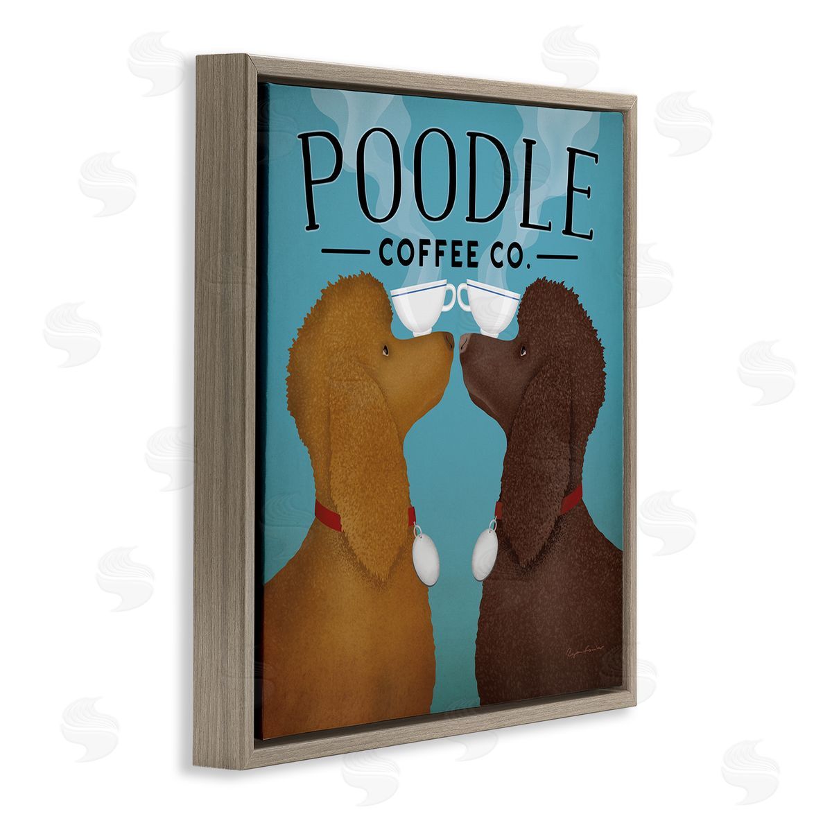 Ryan Fowler Vintage Poodle Coffee Co Brown Floating Frame Canvas Wall Art Print