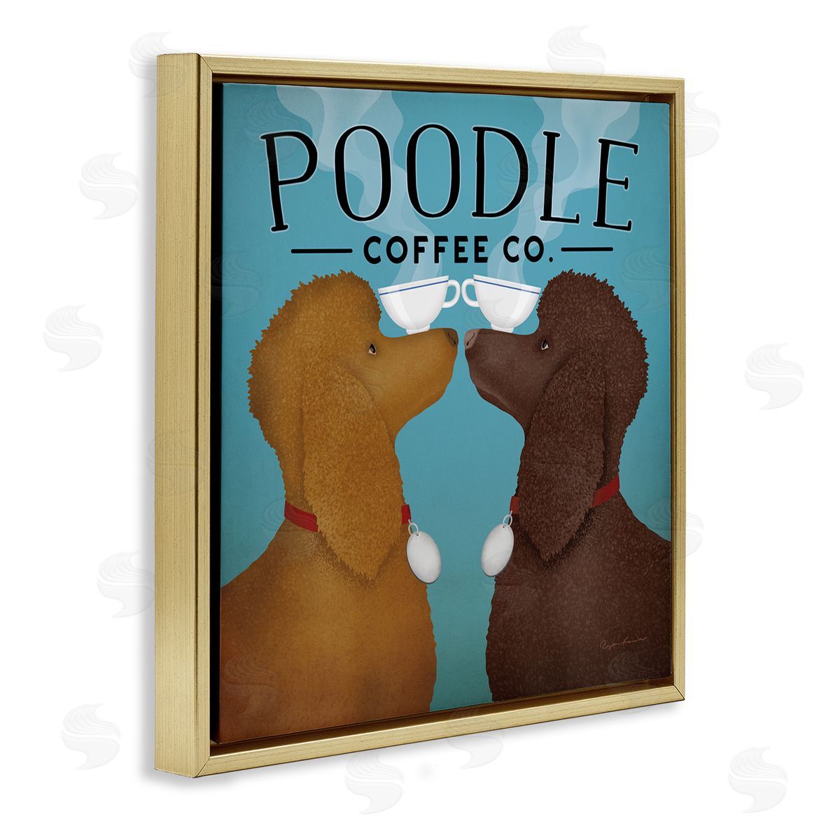 Ryan Fowler Vintage Poodle Coffee Co Gold Floating Frame Canvas Wall Art Print