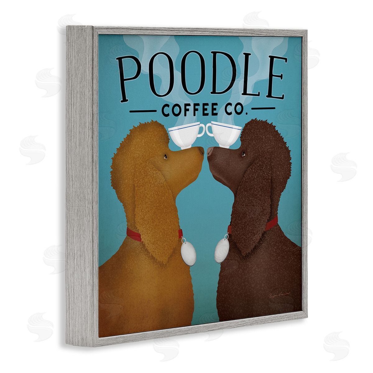 Ryan Fowler Vintage Poodle Coffee Co Gray Framed Glicee Wall Art Print