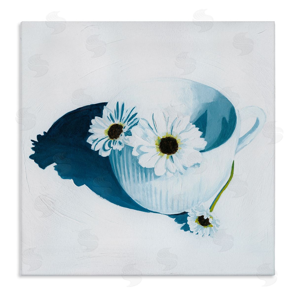 Grace Popp Daisies in Teacup Painting Stretched Canvas Wall Art Print