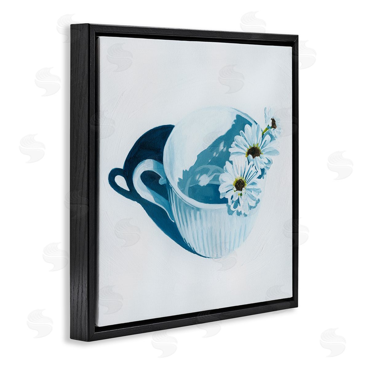 Grace Popp Daisies in Coffee Mug Black Floating Frame Canvas Wall Art Print
