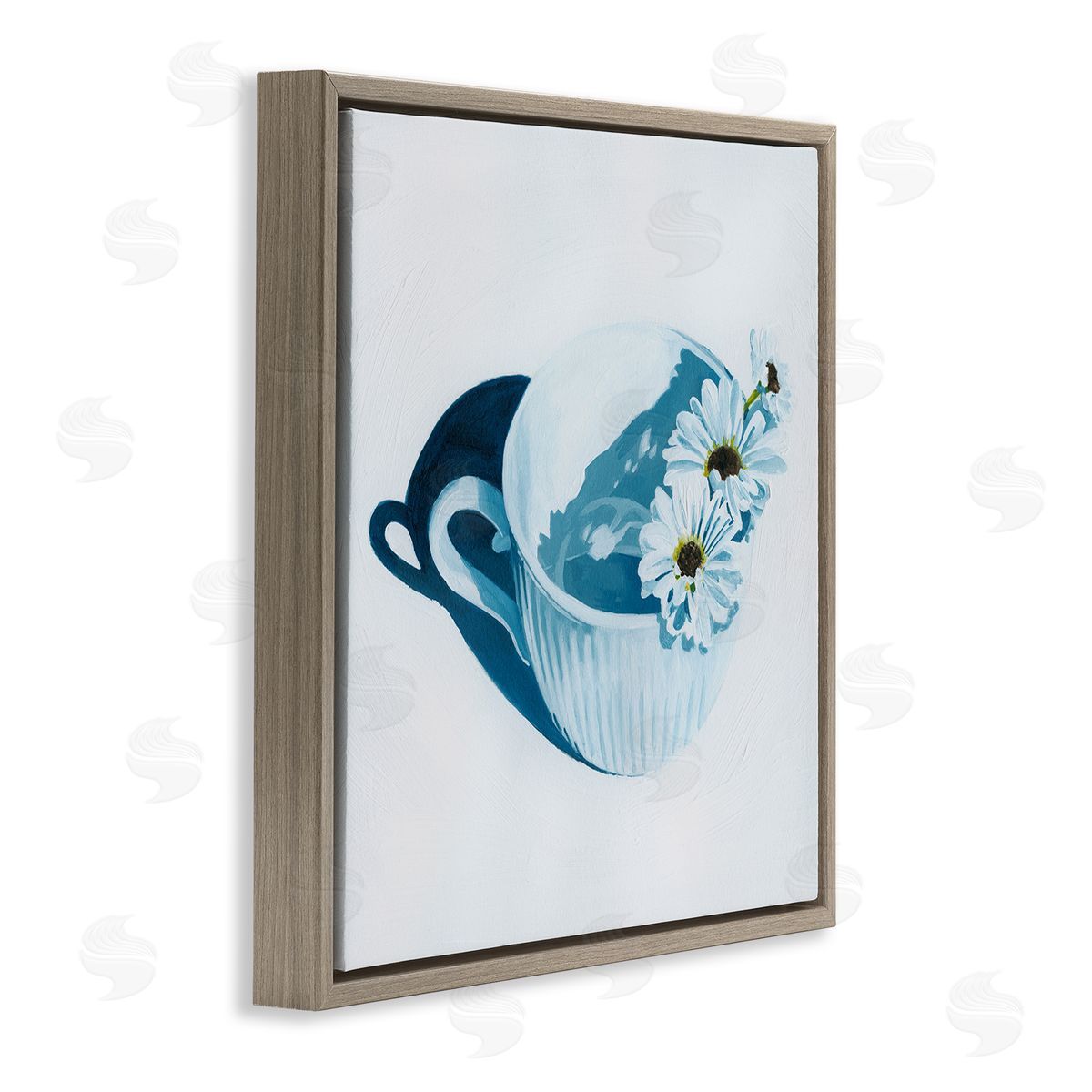 Grace Popp Daisies in Coffee Mug Brown Floating Frame Canvas Wall Art Print