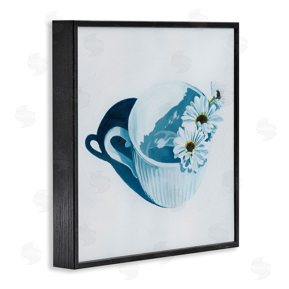 Grace Popp Daisies in Coffee Mug Black Framed Glicee Wall Art Print