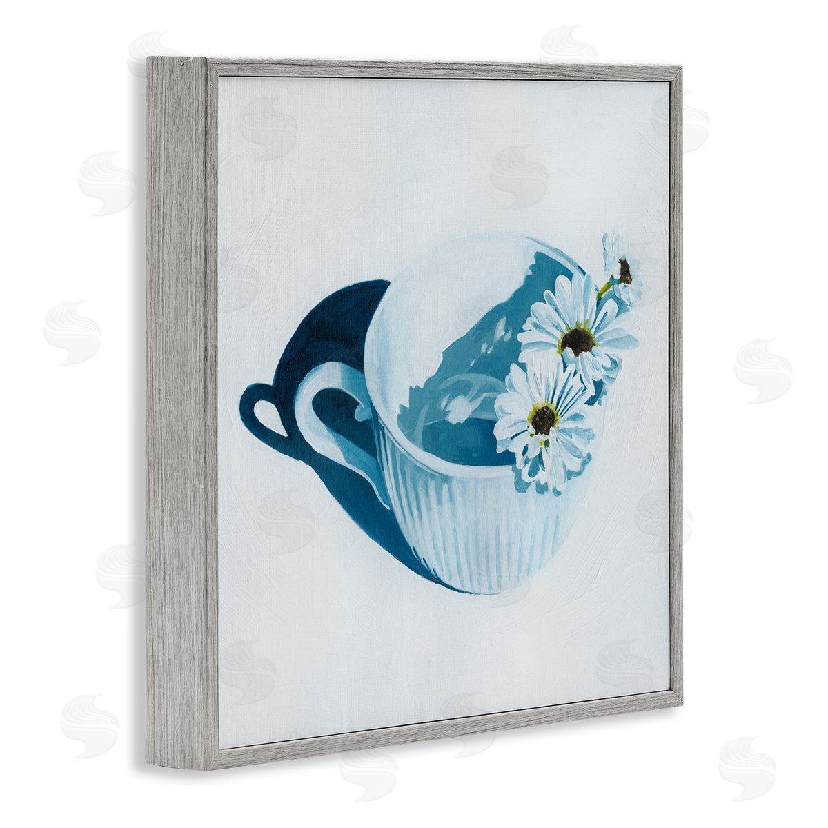 Grace Popp Daisies in Coffee Mug Gray Framed Glicee Wall Art Print