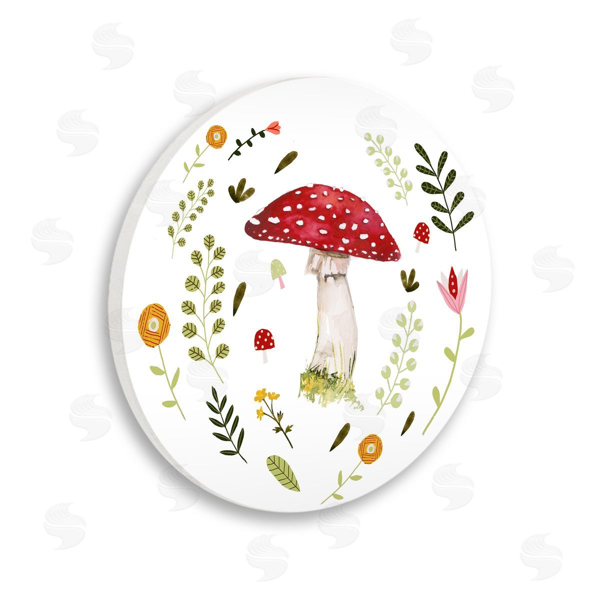 Victoria Barnes Floral Mushroom Nature Wooden Wall Plaque Art Print