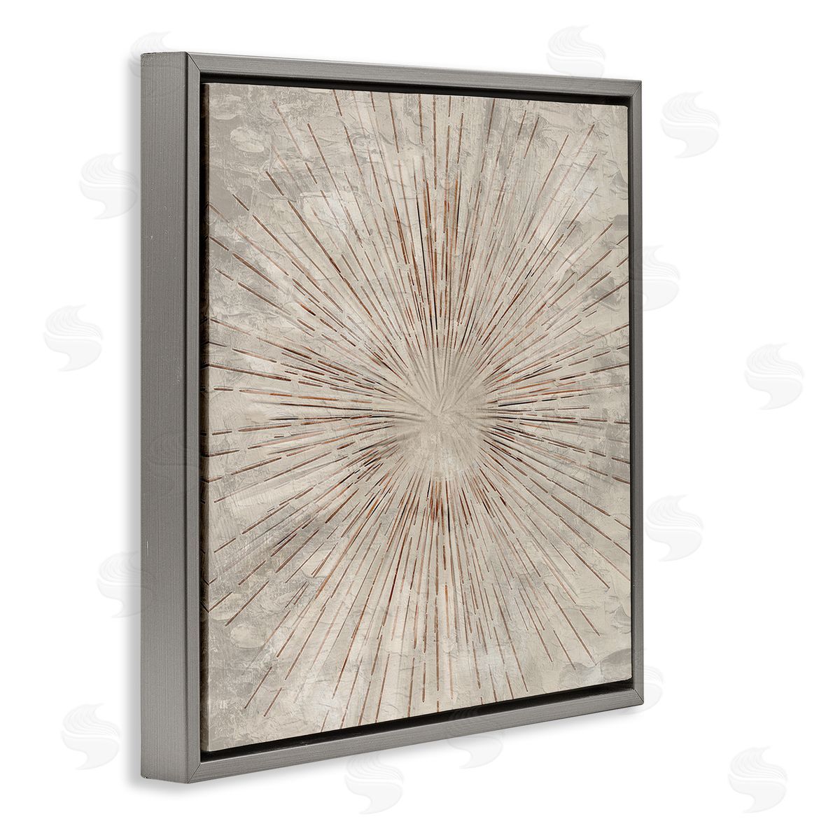Kim Allen Burst of Brown Pattern Gray Floating Frame Canvas Wall Art Print