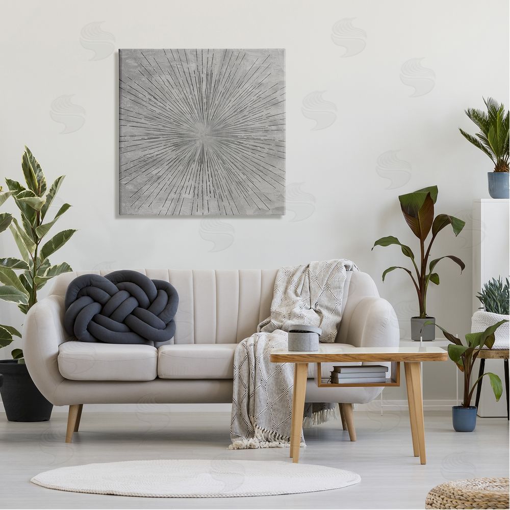 Kim Allen Grey Burst Pattern Canvas Wall Art in Room