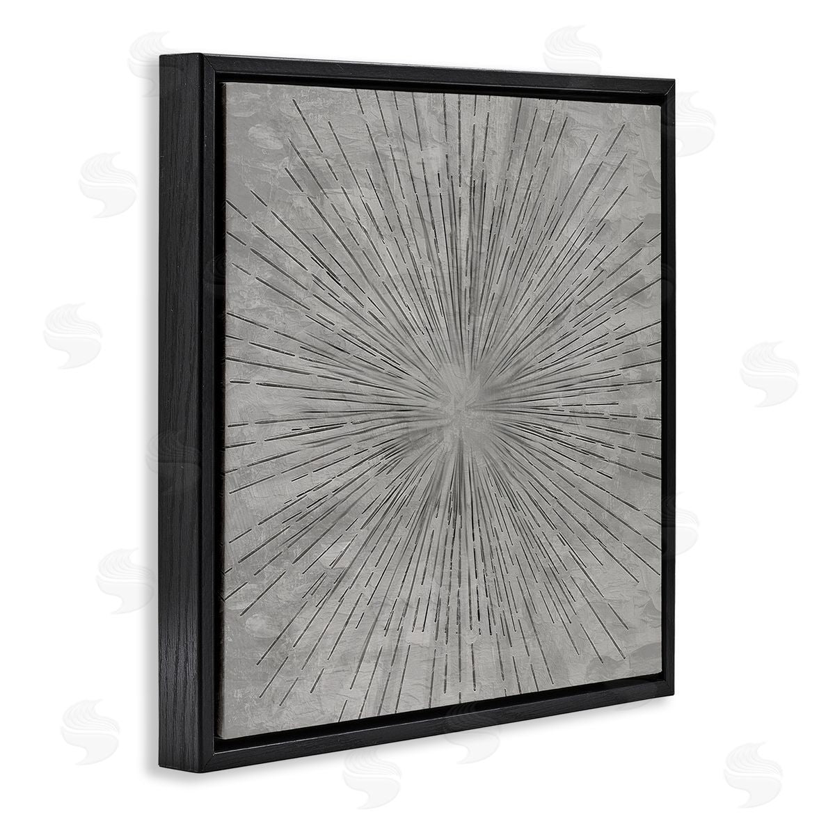 Kim Allen Grey Burst Pattern Black Floating Frame Canvas Wall Art Print