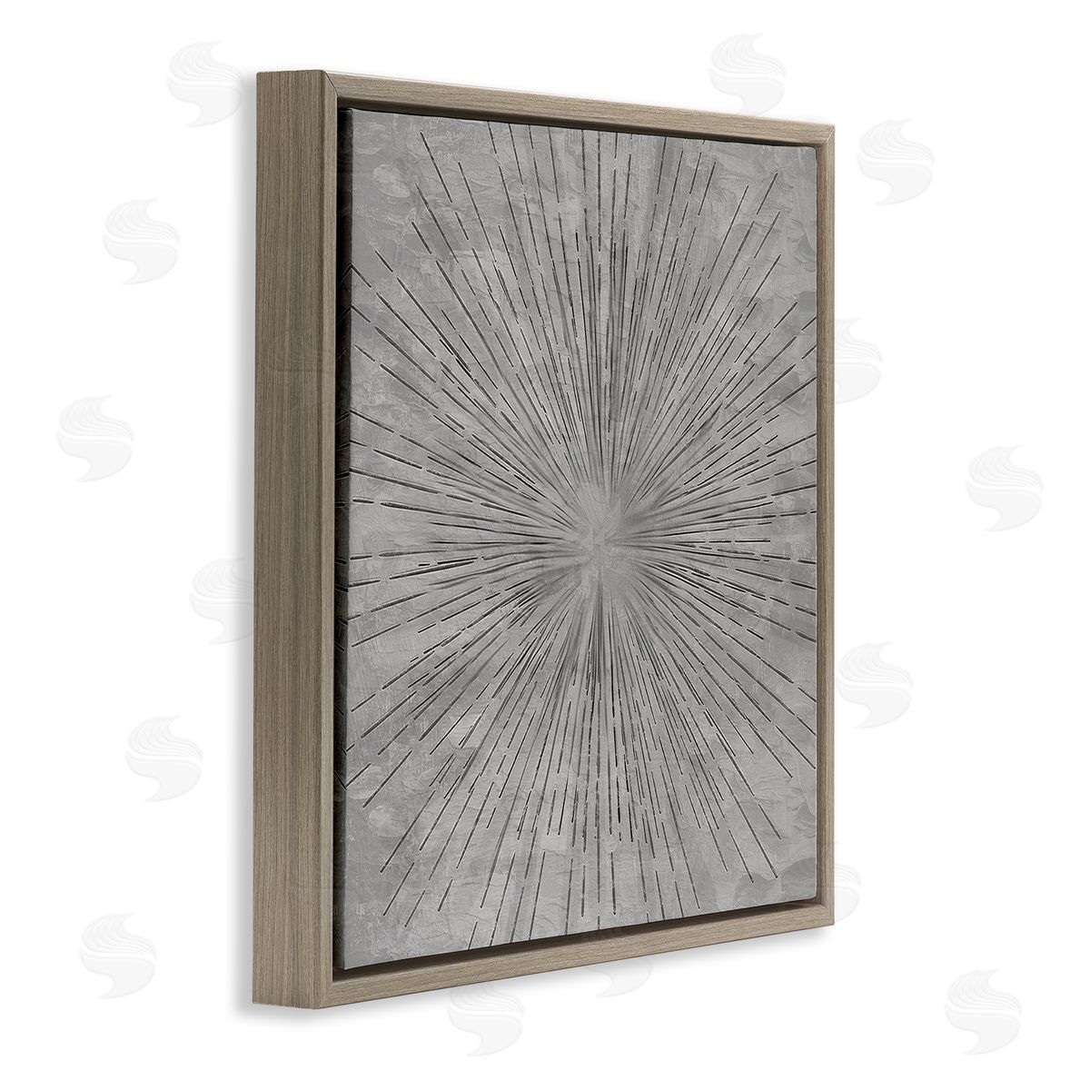 Kim Allen Grey Burst Pattern Brown Floating Frame Canvas Wall Art Print
