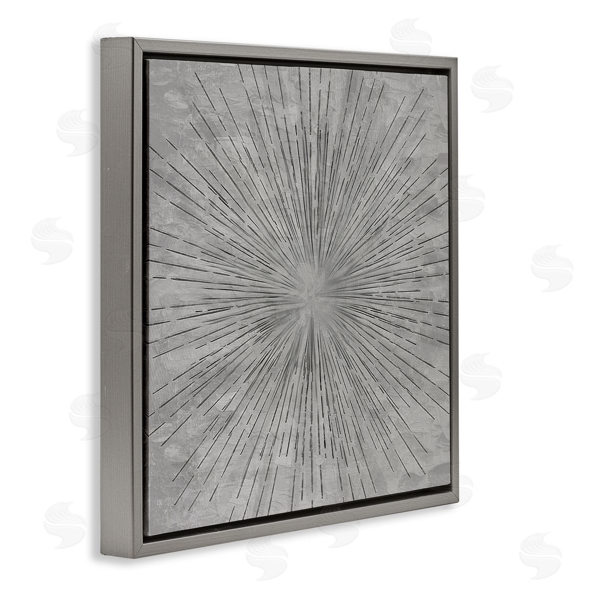 Kim Allen Grey Burst Pattern Gray Floating Frame Canvas Wall Art Print