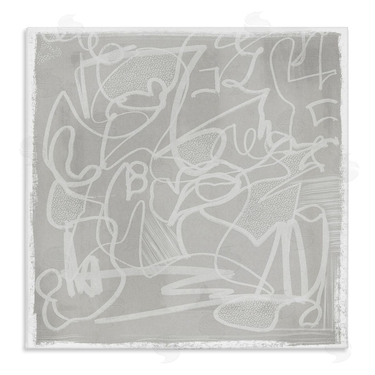 Leah Straatsma Grey Modern Squiggles Stretched Canvas Wall Art Print