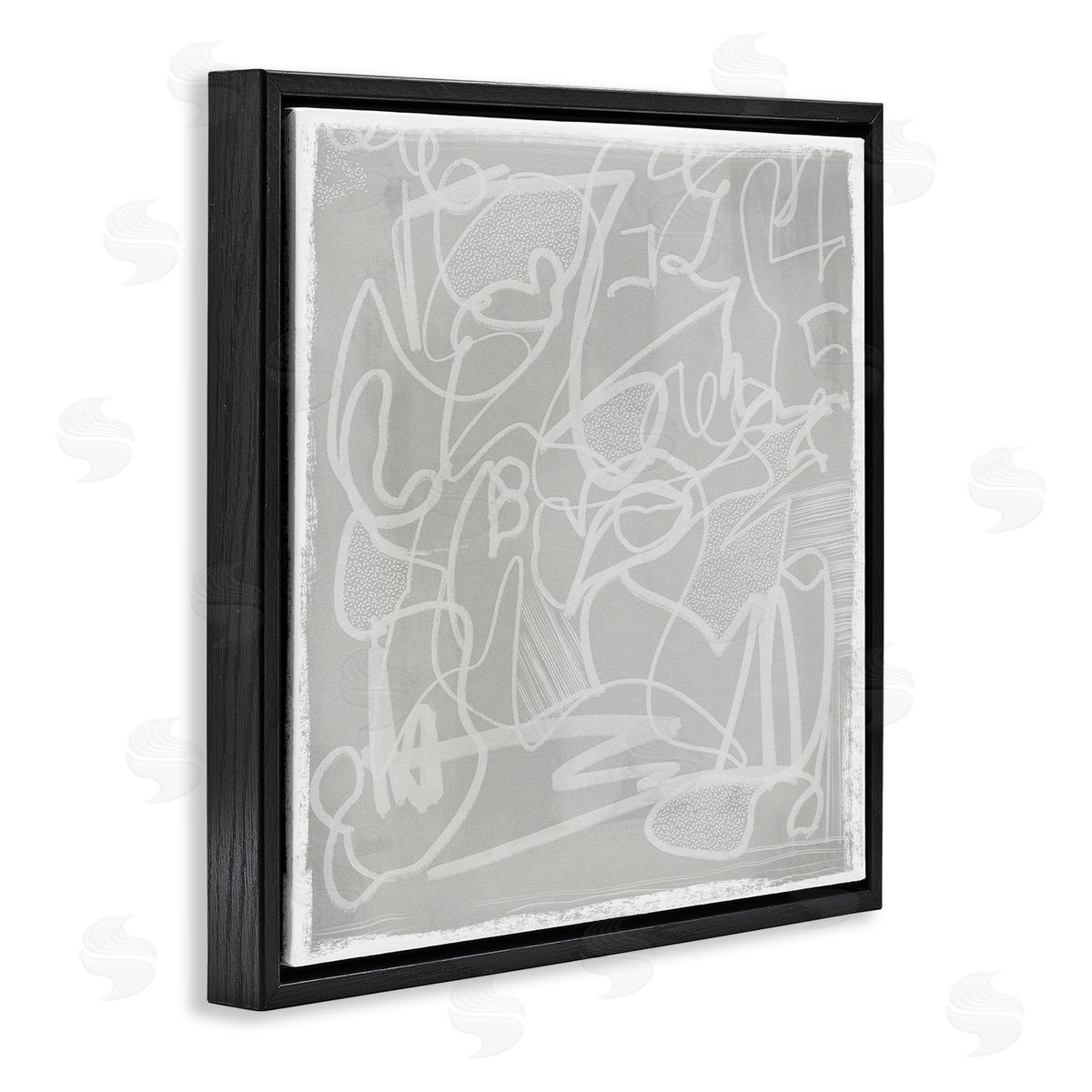 Leah Straatsma Grey Modern Squiggles Black Floating Frame Canvas Wall Art Print