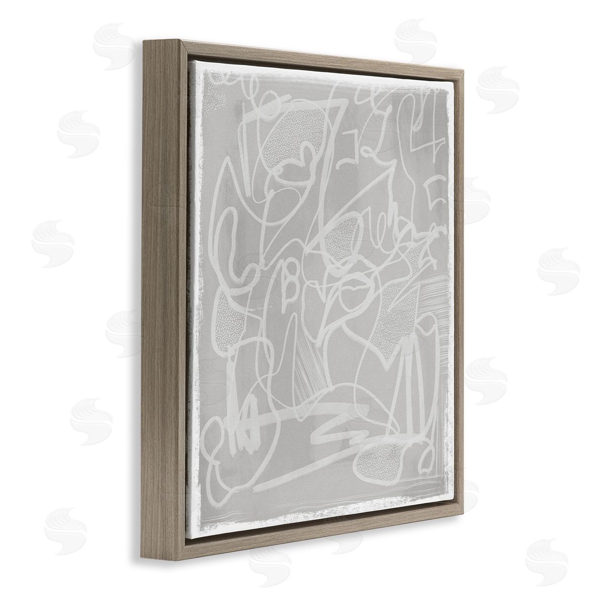 Leah Straatsma Grey Modern Squiggles Brown Floating Frame Canvas Wall Art Print