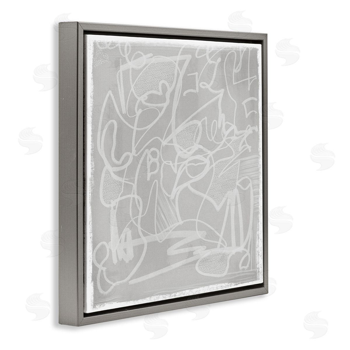 Leah Straatsma Grey Modern Squiggles Gray Floating Frame Canvas Wall Art Print