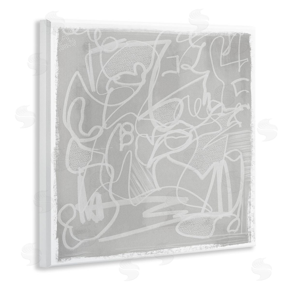 Leah Straatsma Grey Modern Squiggles Wooden Wall Plaque Art Print
