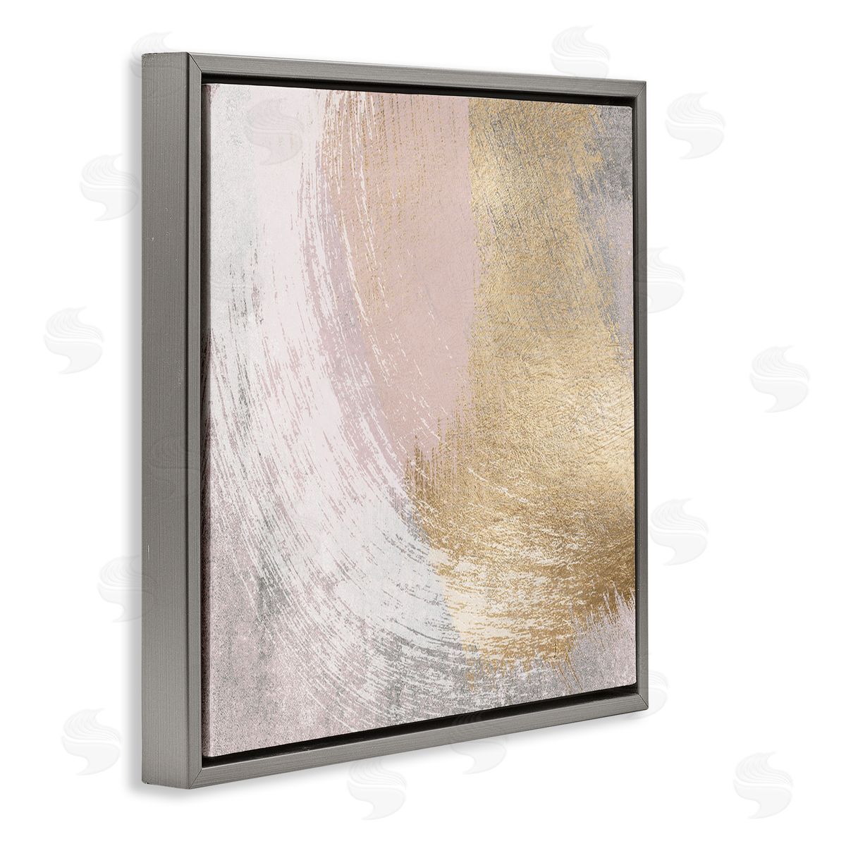 LSR Design Studio Glam & Pink Abstract Gray Floating Frame Canvas Wall Art Print