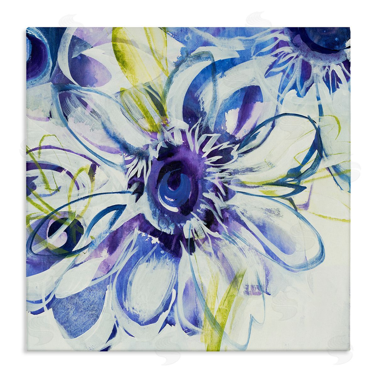 Liz Jardine Modern Blue Flower Buds Stretched Canvas Wall Art Print
