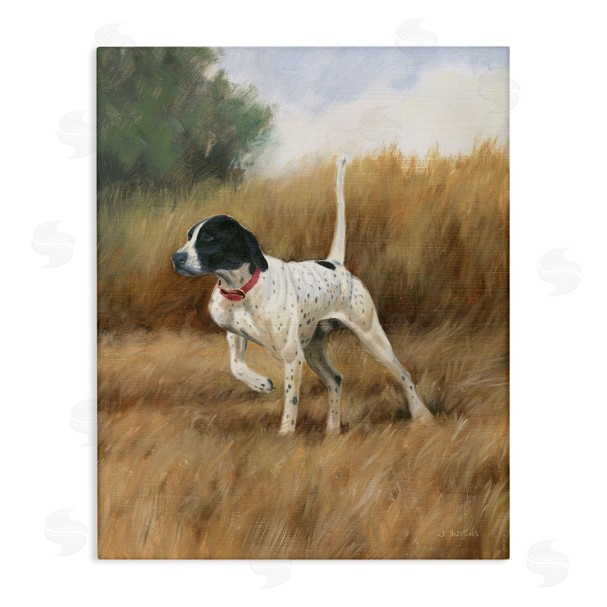 Pointer Dog in Field Canvas Wall Art, Home Decor by James Wiens