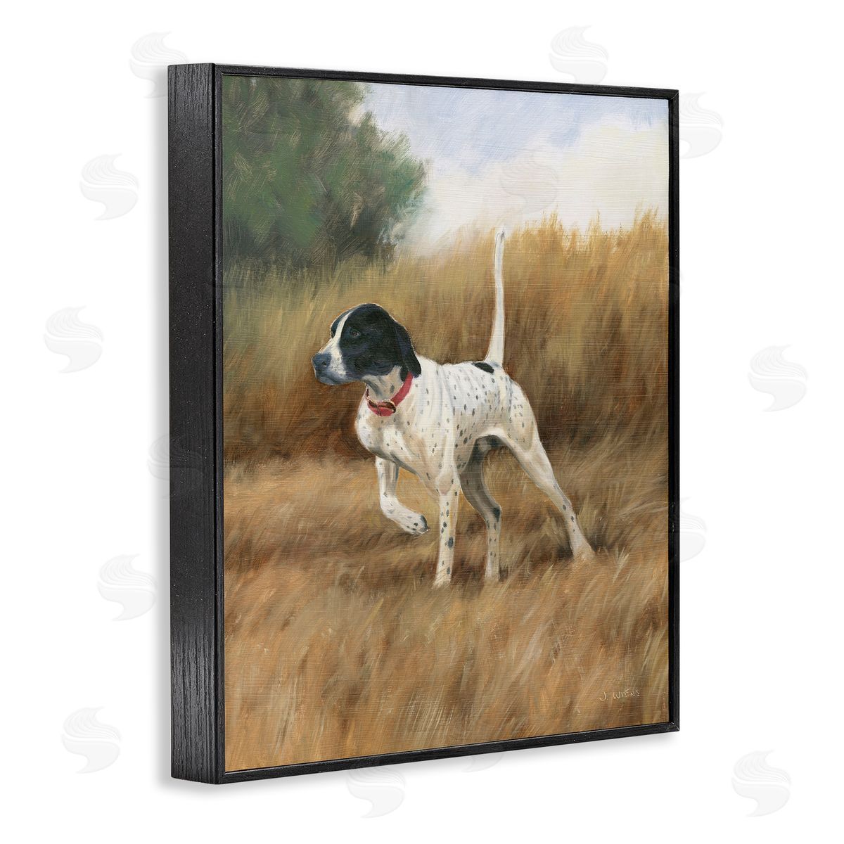 Pointer Dog in Field Black Frame Print Wall Art, Home Decor by James Wiens