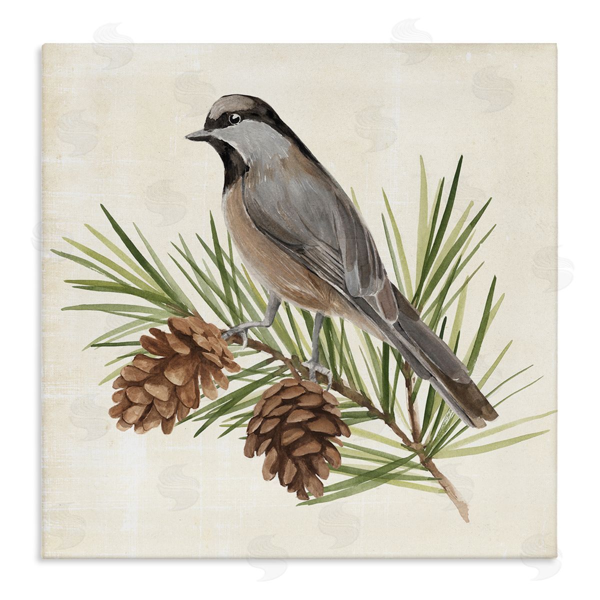 Bird on Pine Tree Canvas Wall Art, Home Decor by Annie Warren