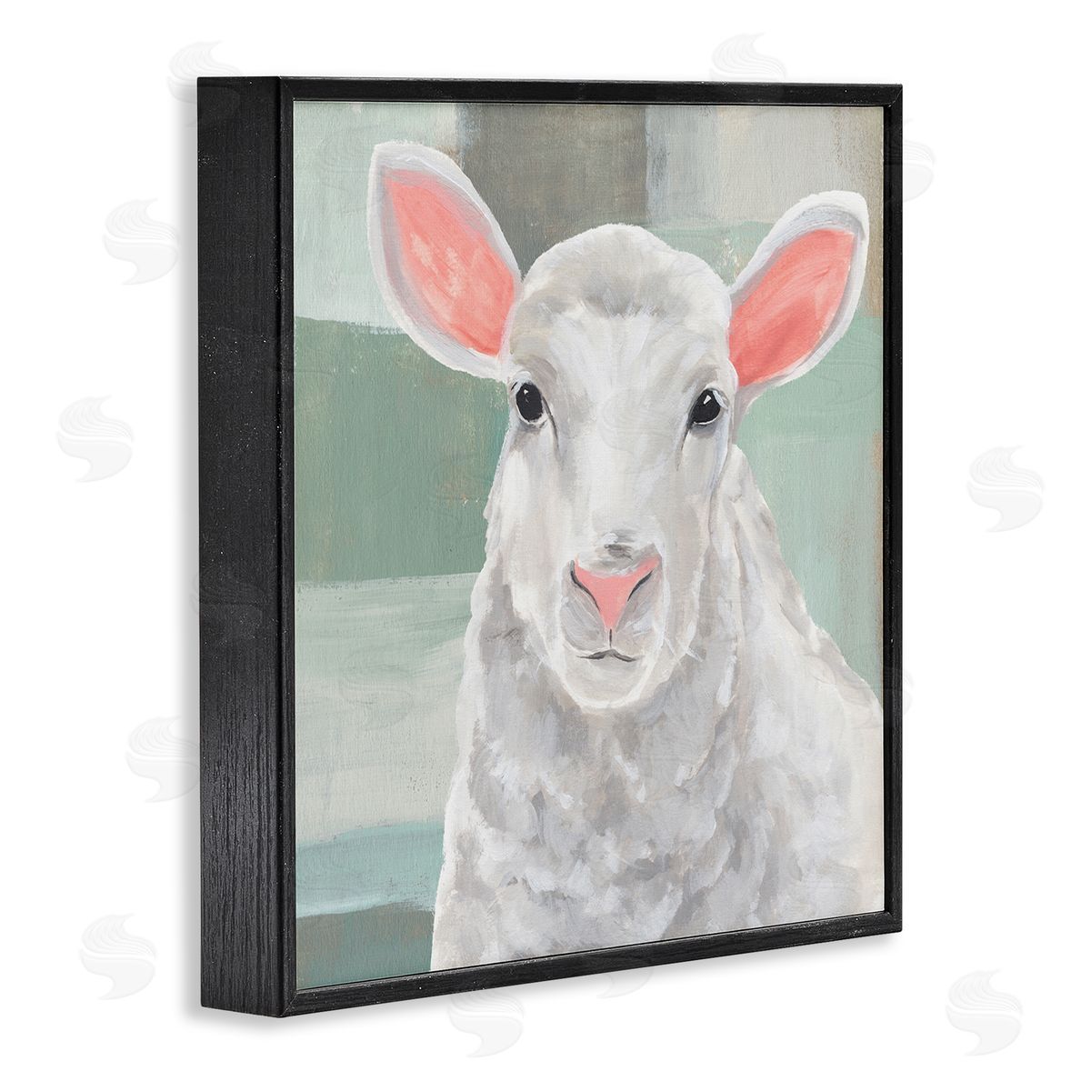 Annie Warren Happy Lamb Portrait Black Framed Glicee Wall Art Print