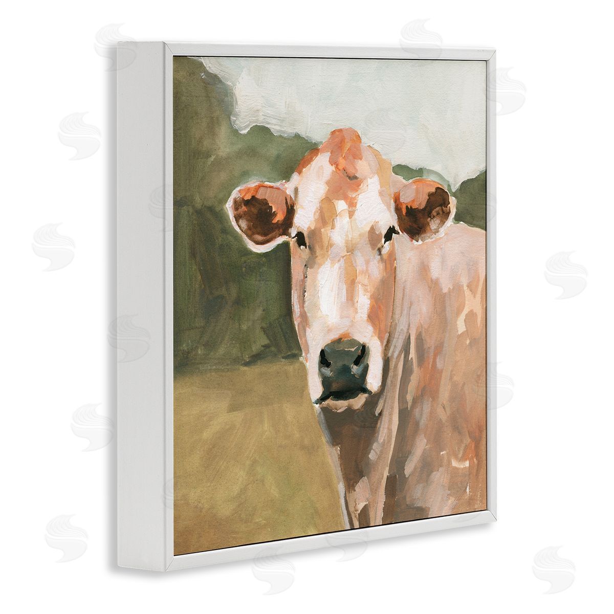 Victoria Barnes Cow in Field Painting White Framed Glicee Wall Art Print