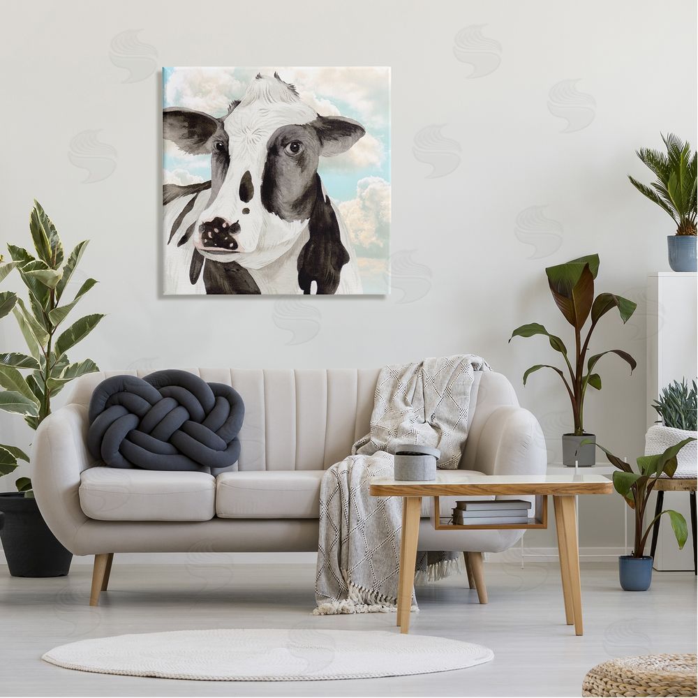 Melissa Wang Cow & Cloudy Sky Canvas Wall Art in Room