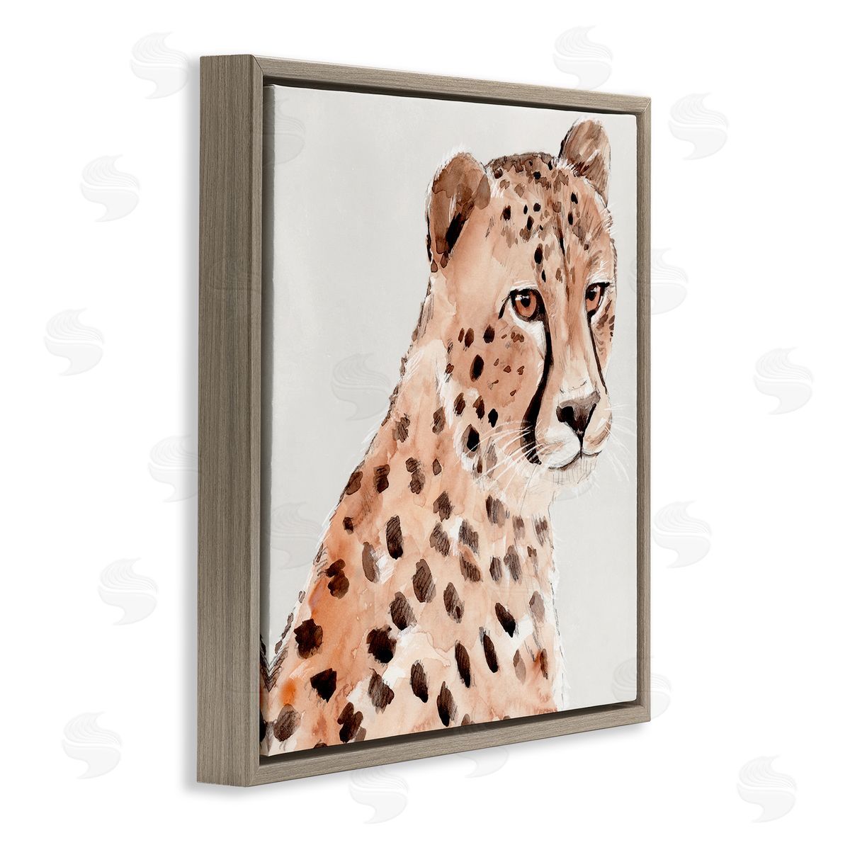Annie Warren Wild Cheetah Painting Brown Floating Frame Canvas Wall Art Print