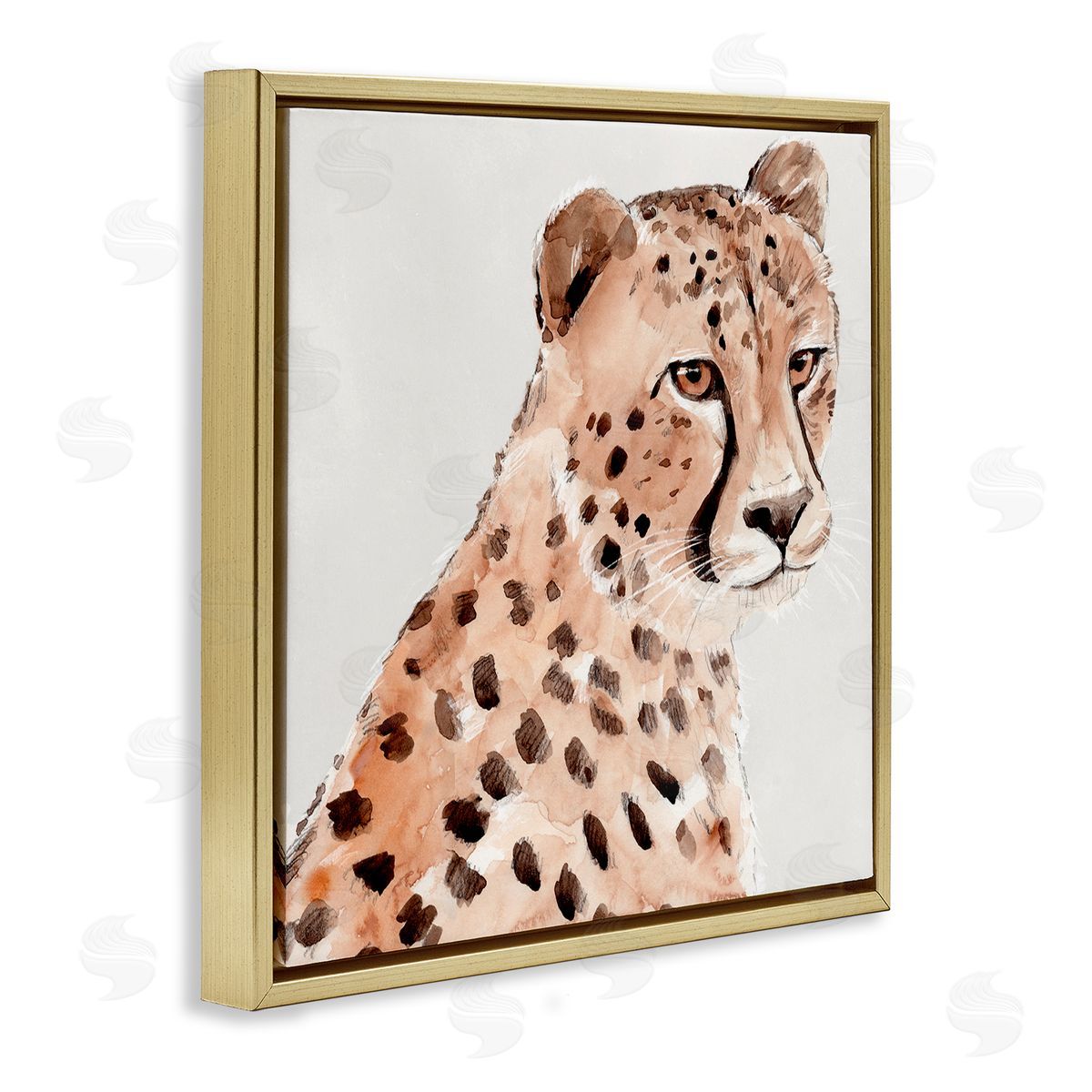 Annie Warren Wild Cheetah Painting Gold Floating Frame Canvas Wall Art Print